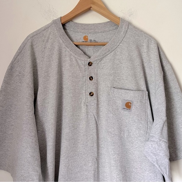 Carhartt Gray Short Sleeve Henley Pocket Heavy Cotton Tee Classic Comfort NEW - Picture 3 of 11
